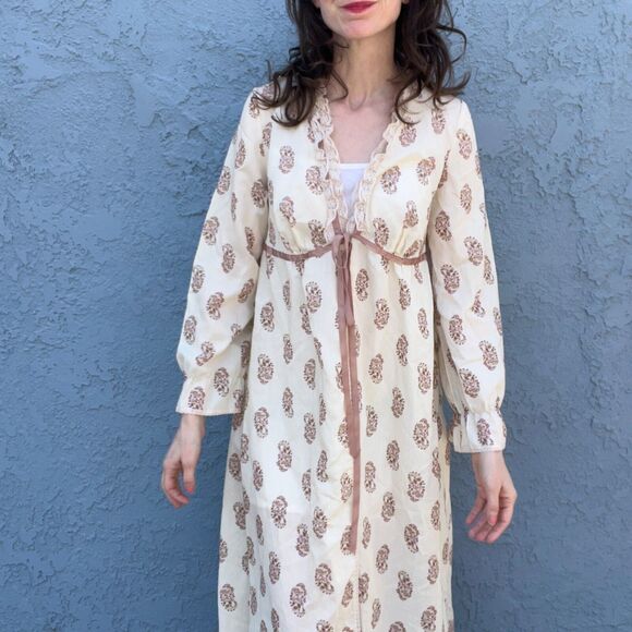 70’s Cottagecore Collared House Coat Robe by Loungees main image 0